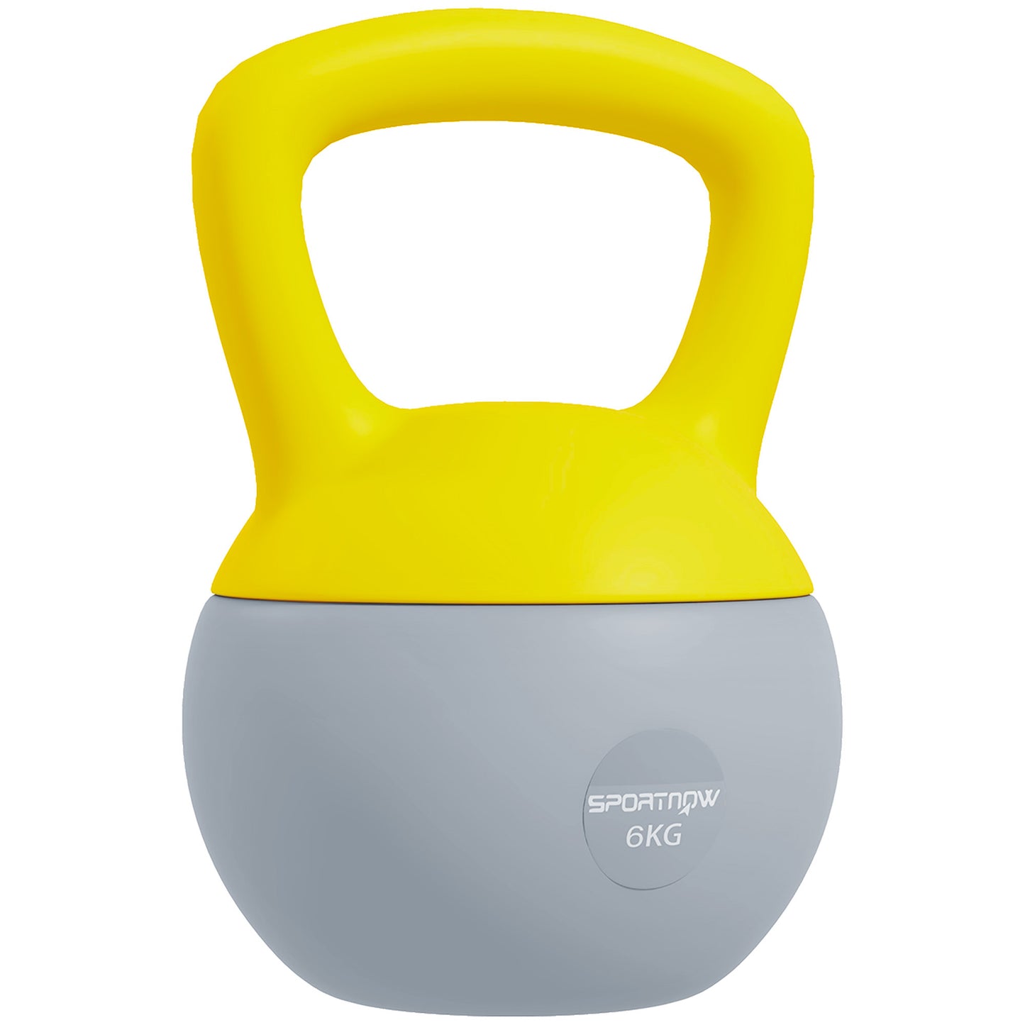 6KG Soft Kettlebell, Kettlebell with Non-Slip Handle for Home Gym, Weight Lifting, Strength Training, Yellow/Grey