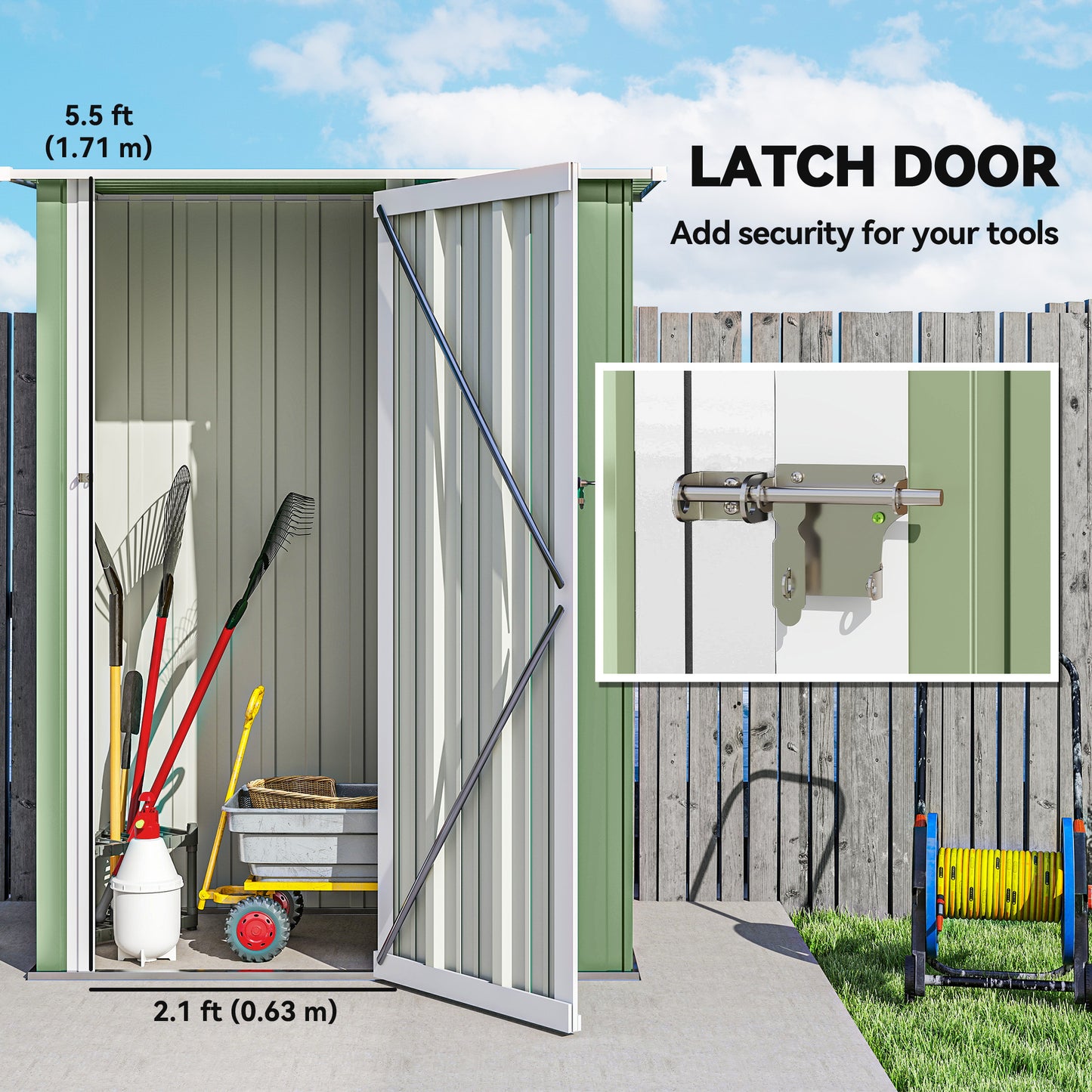 5ft x 3ft Garden Storage Shed, Galvanised Outdoor Metal Shed Waterproof with Sloped Roof, Lockable Door for Patio Tools