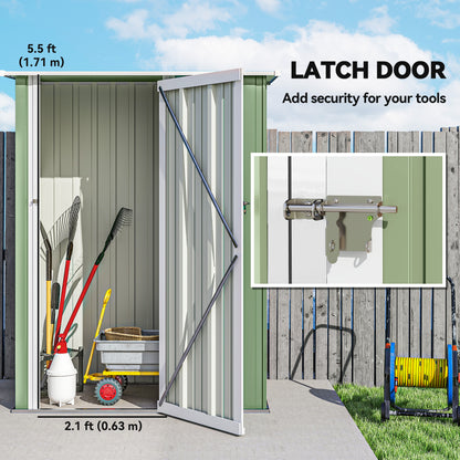 5ft x 3ft Garden Storage Shed, Galvanised Outdoor Metal Shed Waterproof with Sloped Roof, Lockable Door for Patio Tools