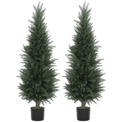 Set of Two Artificial Cypress Trees - Green