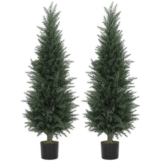 Set of Two Artificial Cypress Trees - Green