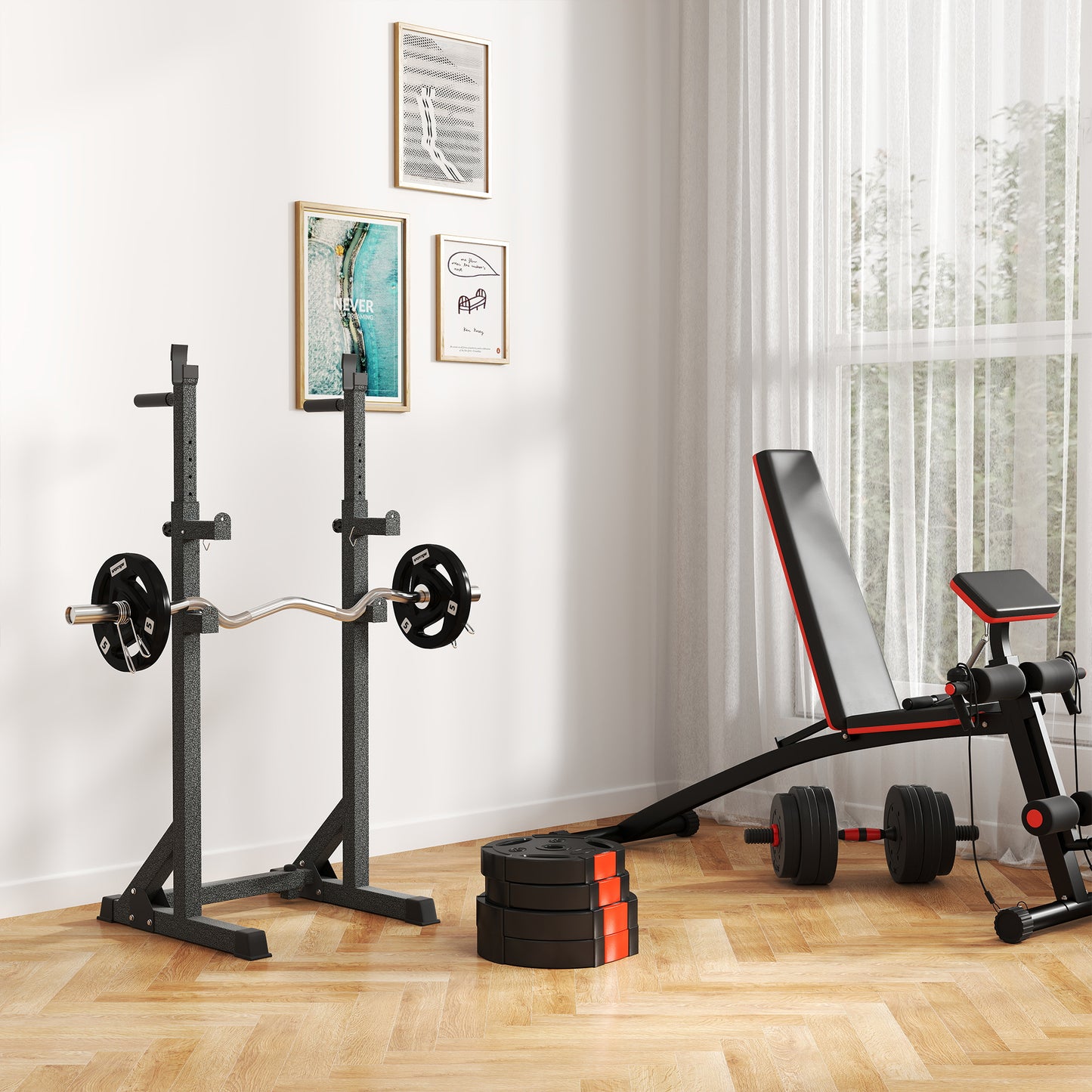 Weight Plates Set, with Two 10kg and Two 5kg weights, Black
