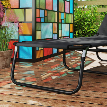 Garden Sun Lounger, with Five-Position Back - Black