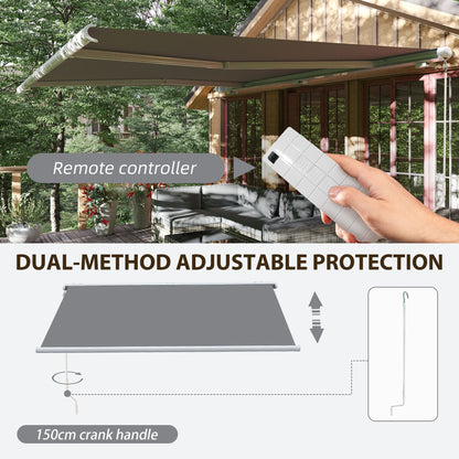 4x3m Full Cassette Electric/Manual Retractable Awning with LED Light and Remote Controller