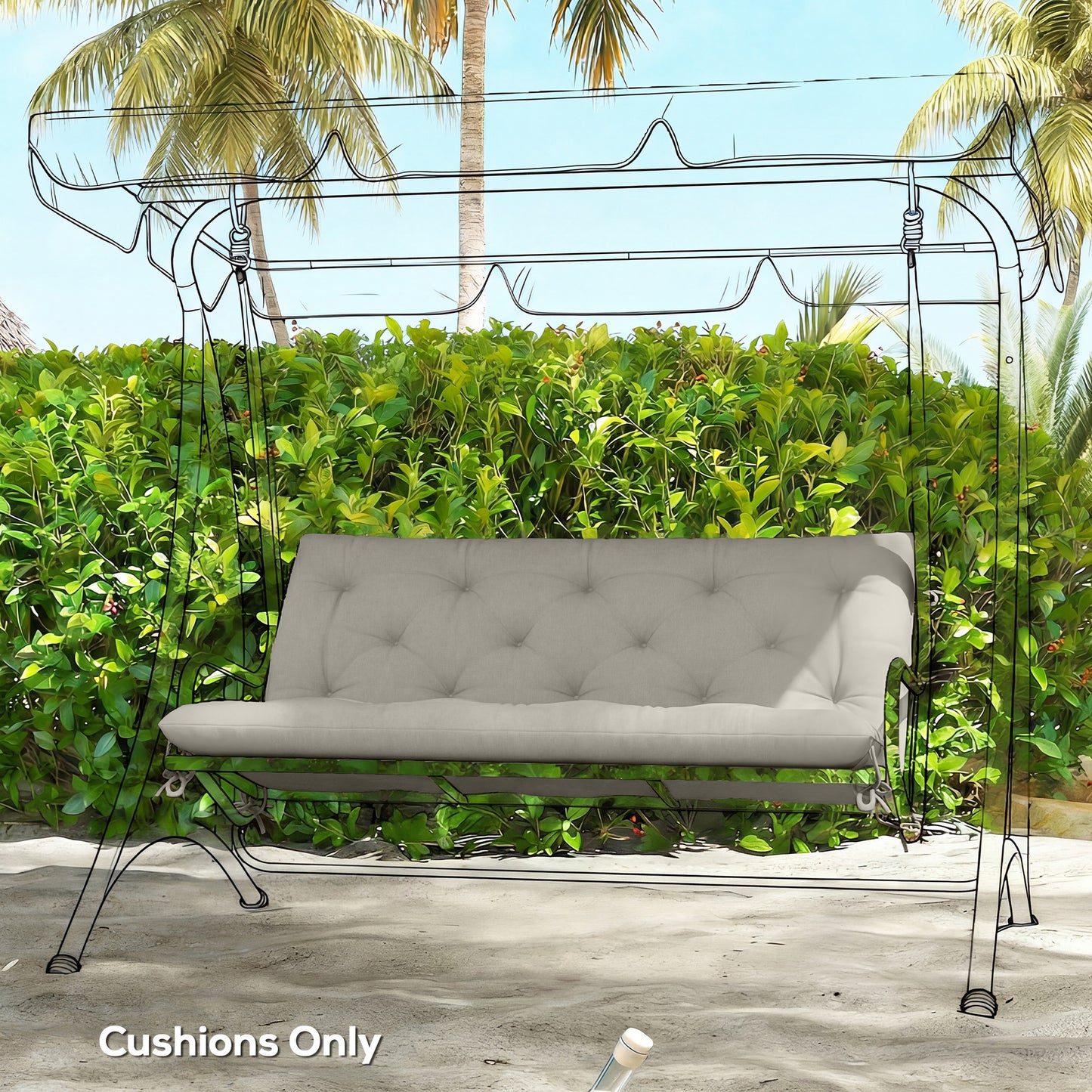 Garden Bench Cushion, 2 Seater Swing Chair Cushion, Seat Pad with Ties for Indoor and Outdoor Use, 110 x 120 cm