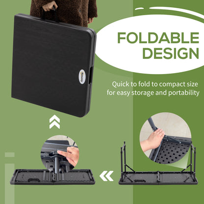 Foldable Patio Dining Table for 4, Height Adjustable Outdoor Table for Garden, Lawn, Dark Grey
