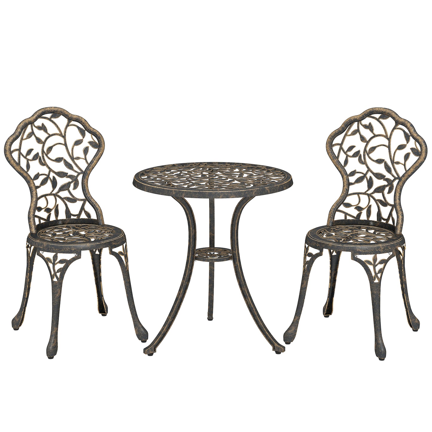 3 Pcs Aluminium Bistro Set Garden Furniture Dining Table Chairs Outdoor Seat Patio Seater Brown