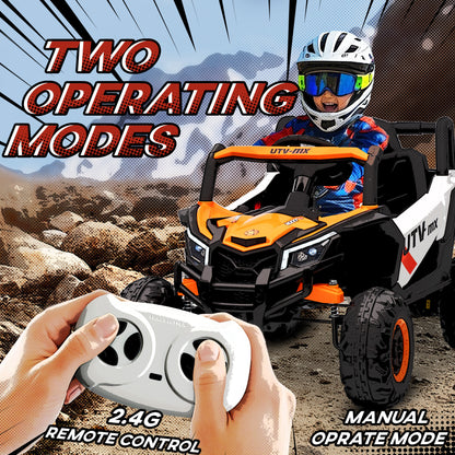 12V Kids Ride On Car with Remote Control, Kids Electric Car with Suspension System, Music, for Ages 3-5 Years, Orange
