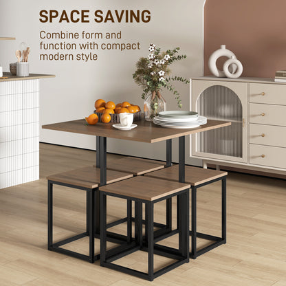 5 Piece Dining Table and Chairs Set 4, Industrial Space Saving Table and Chairs with Metal Frame