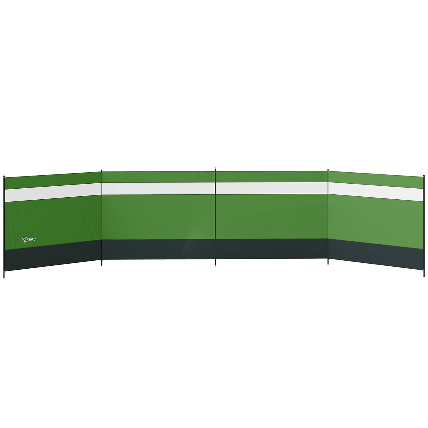 Camping Windbreaker with Clear Windows, Carry Bag and Steel Poles, for Beach Caravan Campervan, 725 x 140cm, Army Green