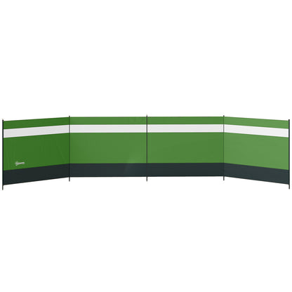 Camping Windbreaker with Clear Windows, Carry Bag and Steel Poles, for Beach Caravan Campervan, 725 x 140cm, Army Green