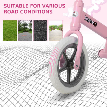 12" Kids Balance Bike No Pedal Bicycle EVA Tyre Adjustable Seat Toddler Training Bike W/ Shock Absorber 2