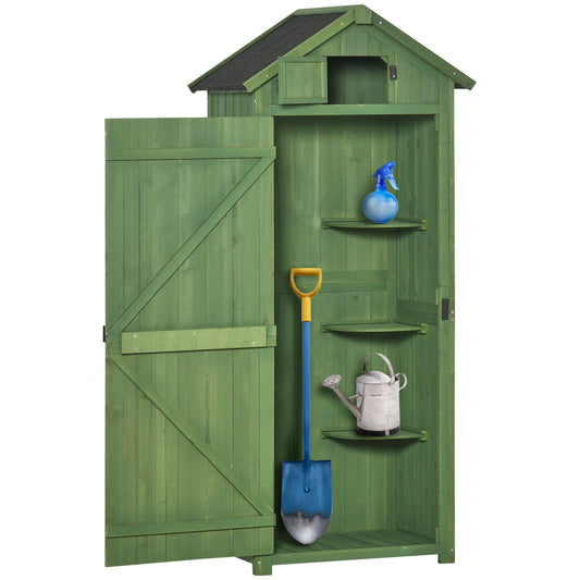Small Shed, Tall Slim Wooden Garden Shed with 3 Removable Shelves and Roof Hatch
