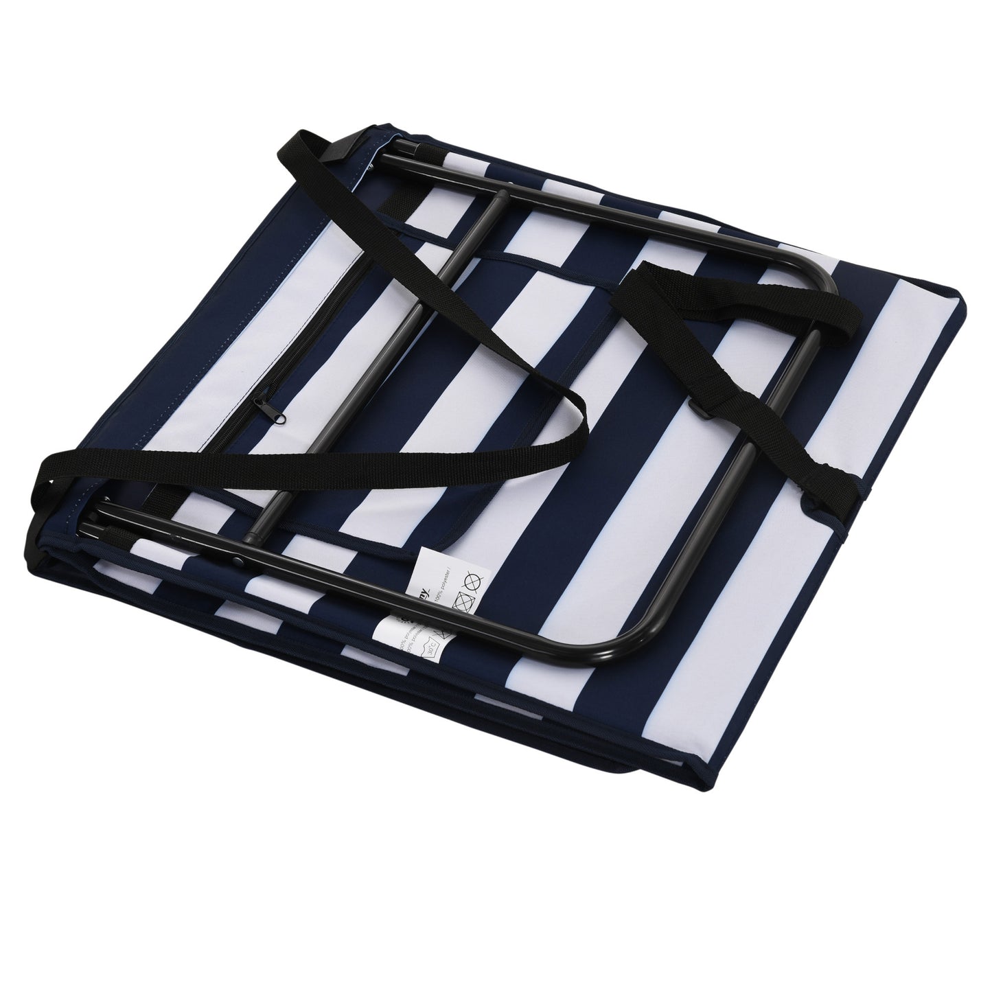 Set of 2 Foldable Garden Beach Chair Mat, Outdoor Sun Lounger Seats with Adjustable Back, Magazine Pocket, Carry Strap