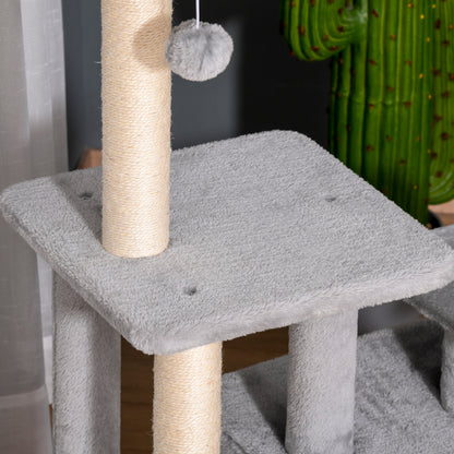 Cat Tree Tower for Indoor Cats 114cm Climbing Activity Centre Kitten with Sisal Scratching Post Perch Hanging Ball Condo Toy
