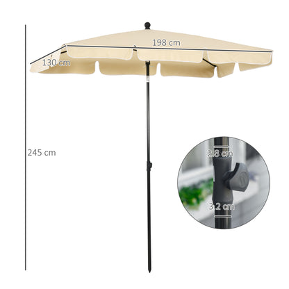 Garden Parasol Umbrella, Outdoor Market Table Umbrella with Ruffles & Aluminium Pole