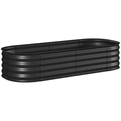 Galvanised Raised Garden Bed, Metal Planter Box with Safety Edging, for Flowers, Herbs, Succulents, Black