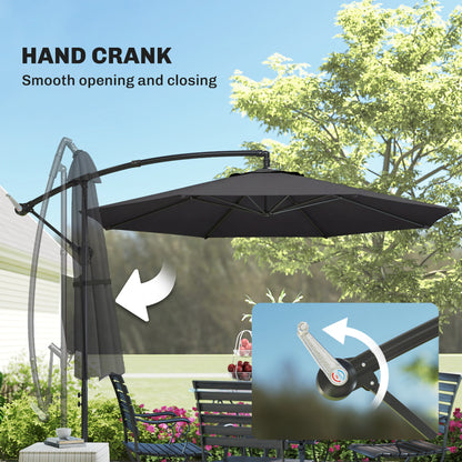 3 m Overhanging Cantilever Parasol, with Cross Base - Black