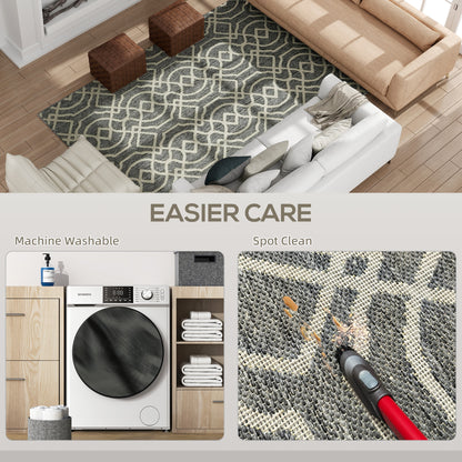 UV Resistant Indoor & Outdoor Area Rug, Easy-Cleaning Machine Washable Rug with Geometric Pattern for Patio, Garden, Kitchen