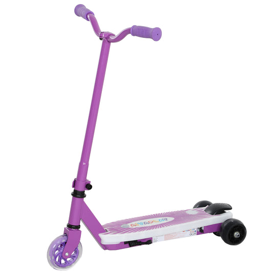 Electric Scooter for Kids Aged 4-7 Years, with Flashing LED Lights, Rear Auxiliary Wheels, Purple