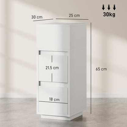 Slim Bedside Table, Narrow Bedside Cabinet with Open Shelf and 2 Drawers for Bedroom, Living Room, White