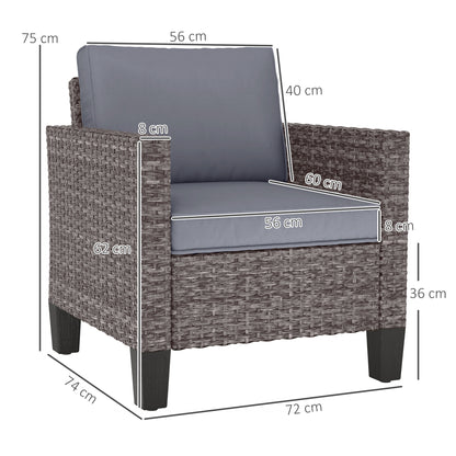 Single Rattan Armchair, with Cushions - Mixed Grey