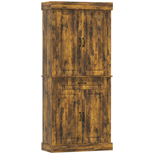 Tall Kitchen Cupboard, Kitchen Pantry Cabinet with Drawer, Shelves, Brown