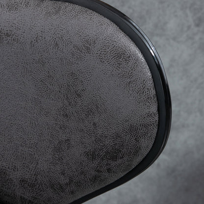 Kitchen Stools Set of 2 61-81cm Sitting Height Leather Upholstered Bar Chairs, Dark Grey