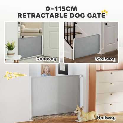 Retractable Pet Safety Gate, Folding Dog Barrier, Grey