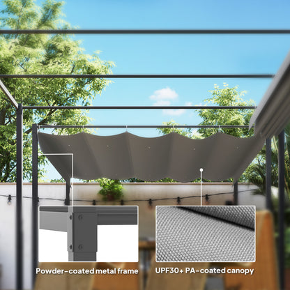 3 x 3m Retractable Roof Metal Pergola - Grey