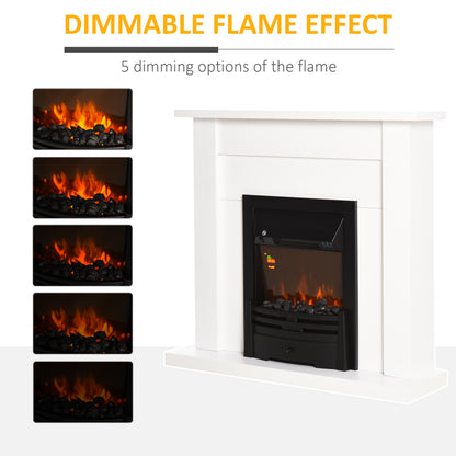 40" Electric Firplace Suites & Mantelpiece w/LED Flames Remote Marble Stone Modern Curved Surround Intelligent Safe Adjustabl