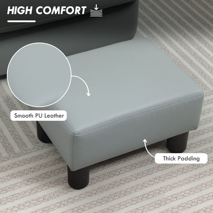 PU Leather Footstool with 4 Plastic Legs, Grey
