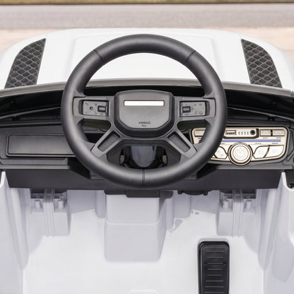 Land Rover Licensed 12V Kids Ride on Car with Remote, Suspension, Slow Start, 3 Speeds, Lights, Music, Horn, White