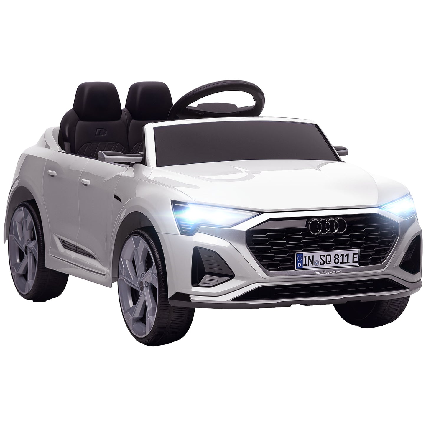 Audi Q8 etron Sportback Licensed Ride on Car with Remote Control, Four-Wheel Suspension, Soft Start for Ages 3-4, White