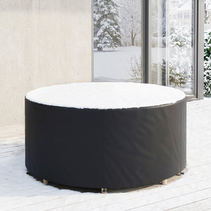 Round Garden Furniture Cover, Waterproof Garden Table Cover, 420D Heavy Duty Oxford for Outdoor, Dia.214 x 70 cm, Black