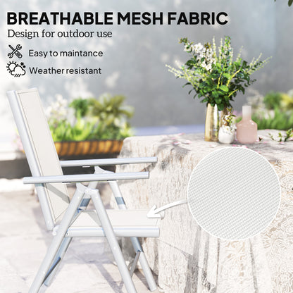 Set of Two Aluminium Folding Chairs - Light Grey