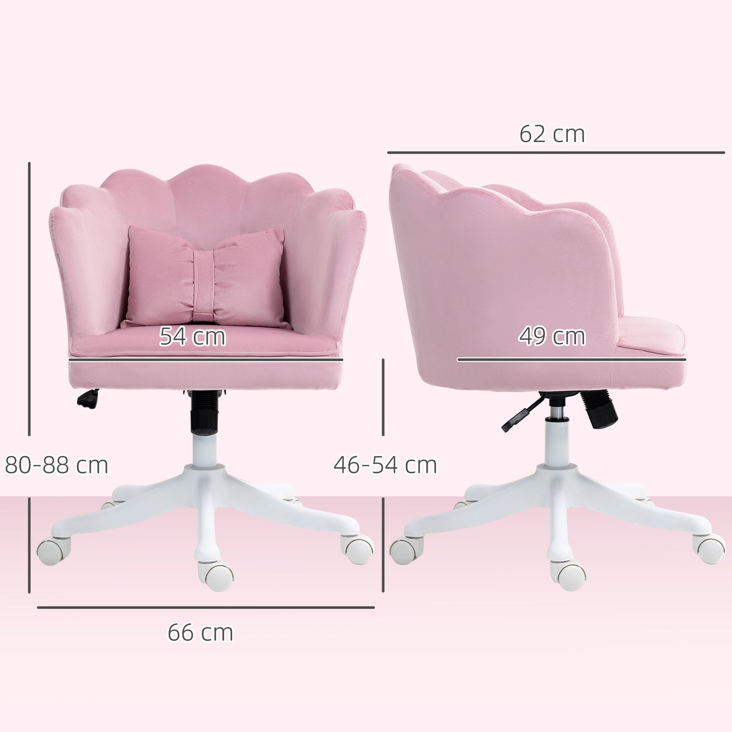 Velvet-Feel Petal Back Office Chair - Pink