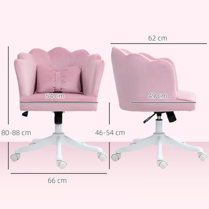 Velvet-Feel Petal Back Office Chair - Pink