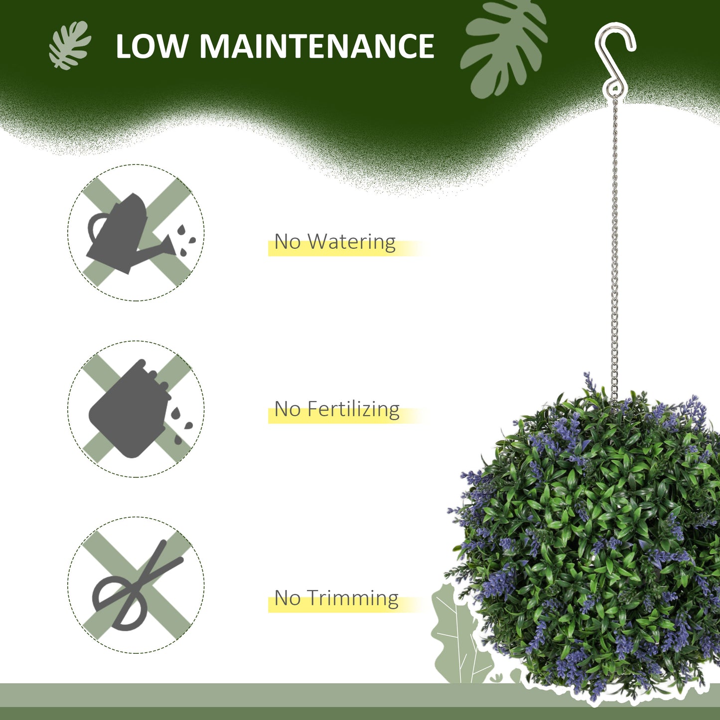 Set of 2 Artificial Plant Topiary Balls, UV-protected Fake Decorative Plants, Purple