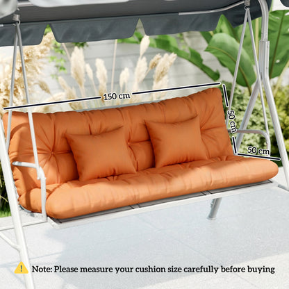 Outdoor Seat Cushions Back Cushion with 2 Pillows, Water Repellent Seat Pads for 3-Seater Chair, Orange