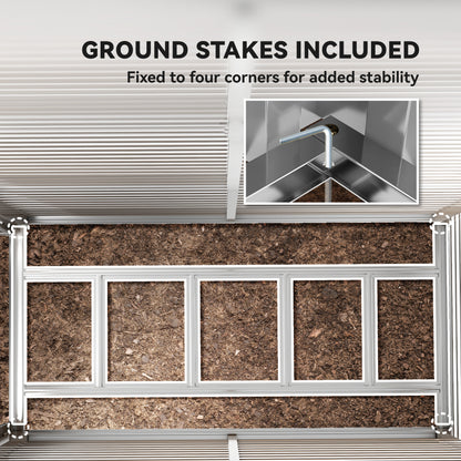 5 x 9ft Galvanised Metal Garden Shed with Foundation Kit, Outdoor Lean-to Shed, Tool Storage House for Garden, Brown