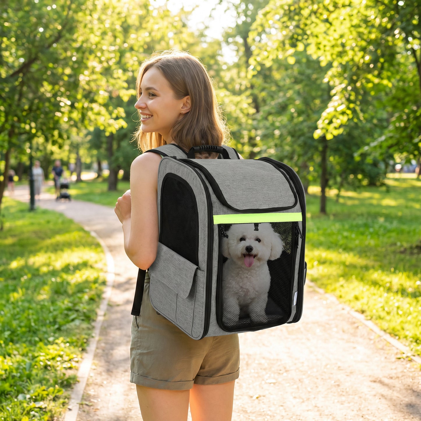 Dog Carrier Backpack Expandable, Breathable Pet Carrier Bag for Small Puppy Cat with Reflective Strip for Travel Hiking