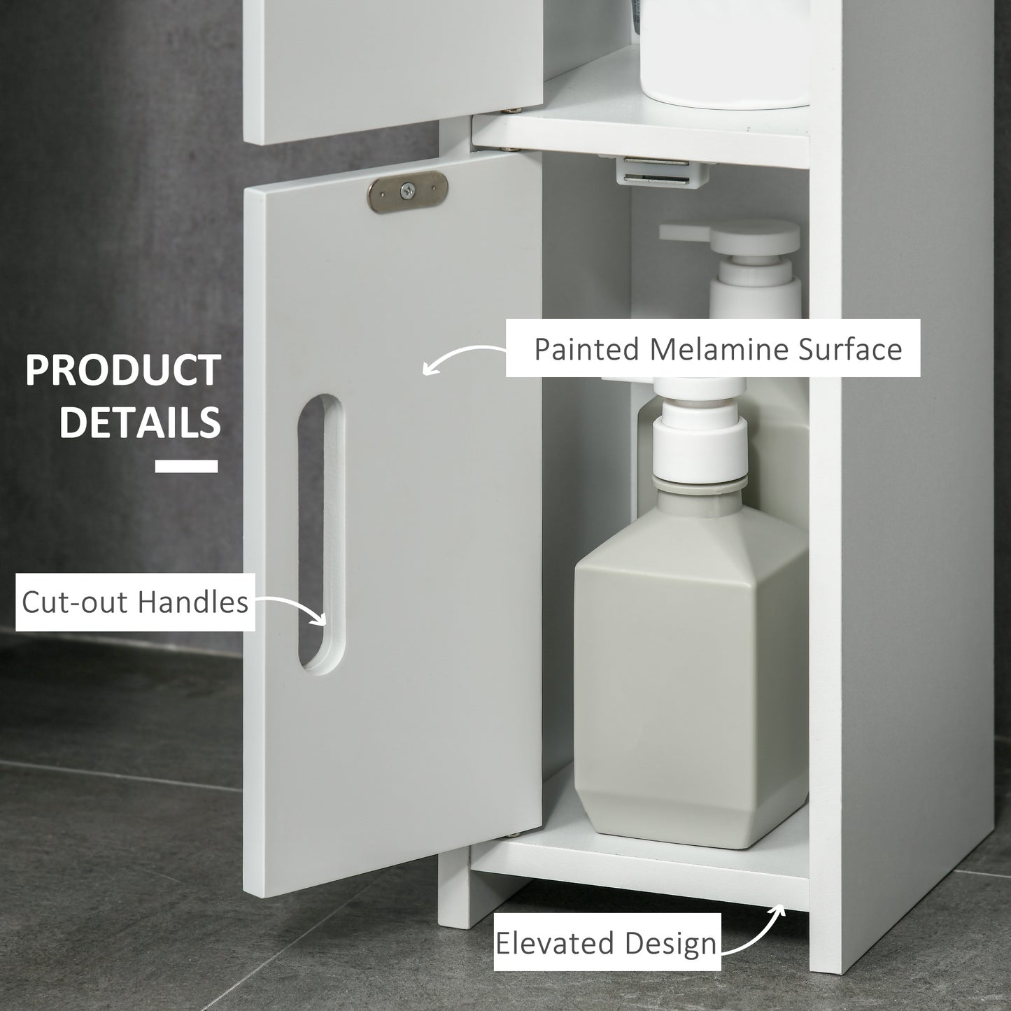 Modern Bathroom Storage Cabinet, Freestanding Tall Bathroom Cabinet with Open Shelves and 3 Cupboards with Door
