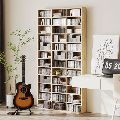 CD Storage Unit with Adjustable Shelves, 102 x 195 cm, Oak Tone