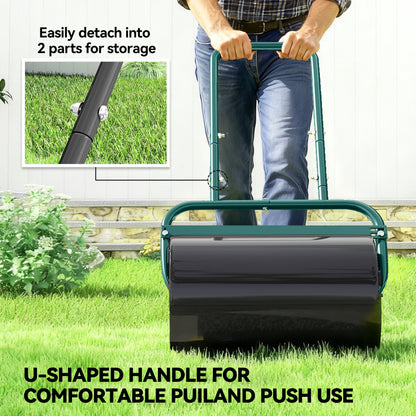 38L Fillable Cylinder Steel Lawn Roller - Dark Green