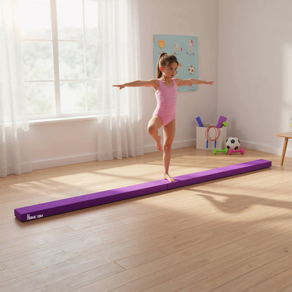2.4M 8FT Gymnastics Folding Balance Beam Home Gym Training Exercise Sports - Purple