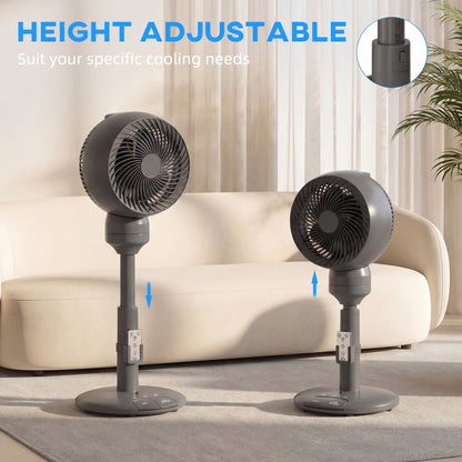 Air Circulator Fan Pedestal Cooling Fan with 3 Speed 3 Mode and Remote Control, 9 Inch, Grey