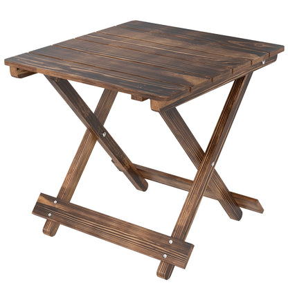 Fir Wood Folding Coffee Table, Lightweight Small Garden Table with Slatted Top, Portable Folding Side Table for Balcony