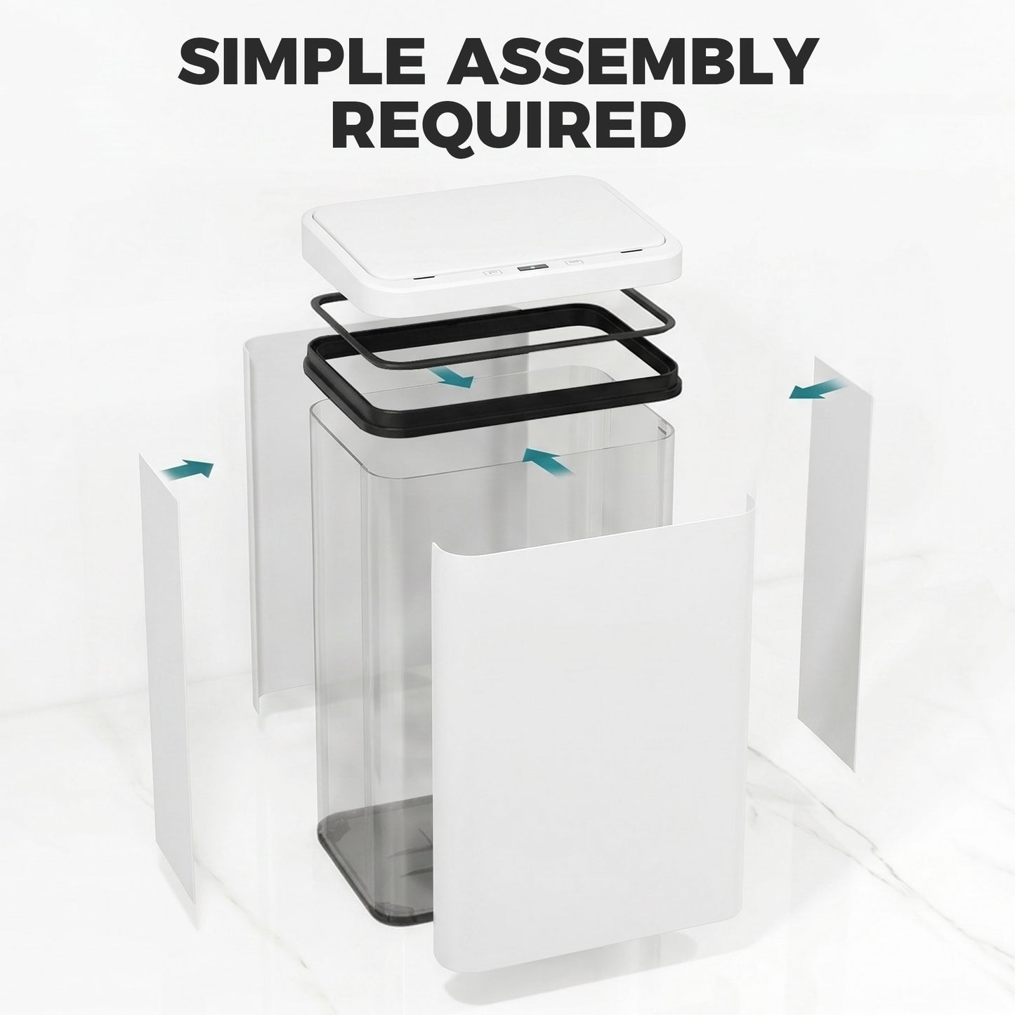 40L Sensor Bin with Soft-Close Lid, Stainless Steel Automatic Touchless Motion Sensor Kitchen Bin, White