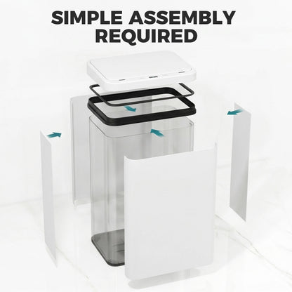 40L Sensor Bin with Soft-Close Lid, Stainless Steel Automatic Touchless Motion Sensor Kitchen Bin, White